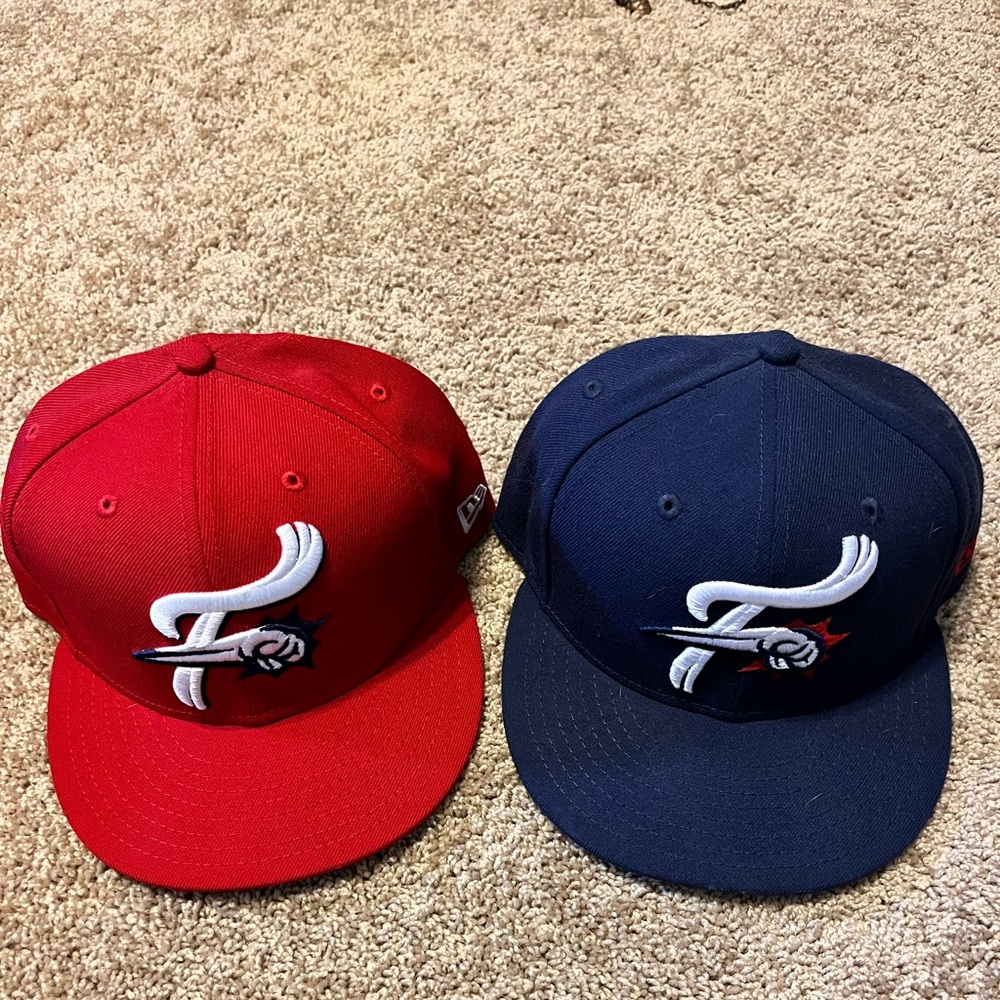 Mens New Era Reading Fightin Phils Flat Brim Fitted Hats (size 7.5)